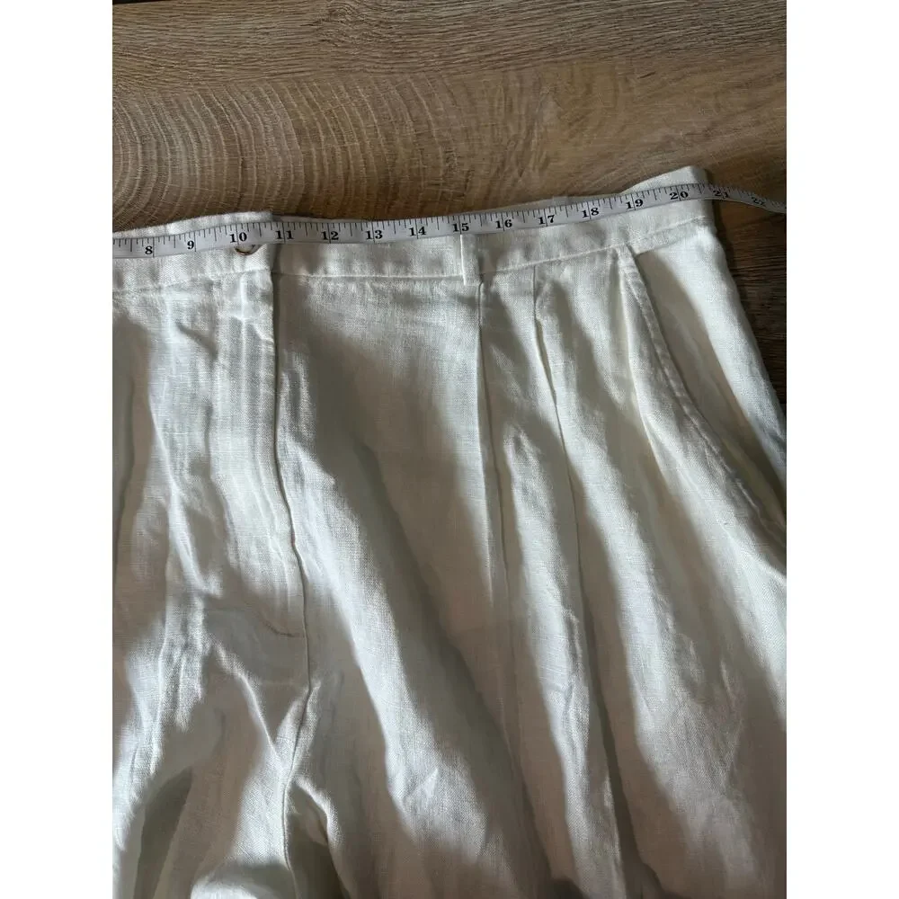Banana Republic The Soho Wide Leg Linen Pant Cream White 20 NEW